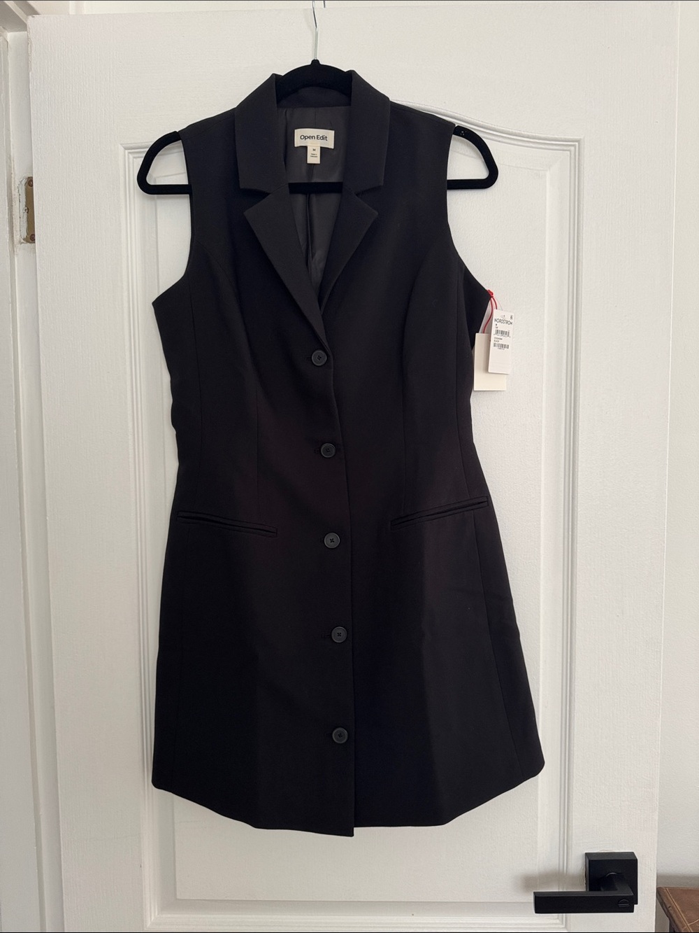 Nordstrom Black Sleeveless Button-Front Blazer Dress